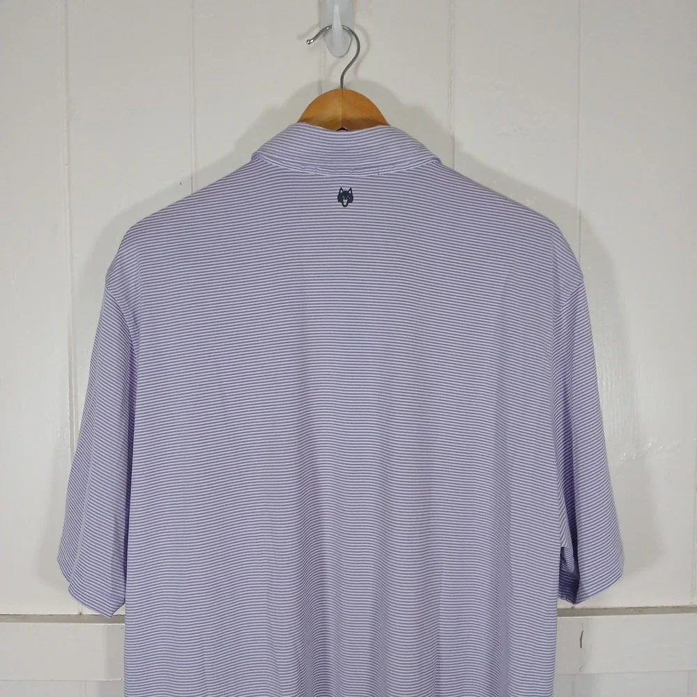 Greyson Polo Shirt Mens XXL Purple Striped Performance Golf Wolf Logo